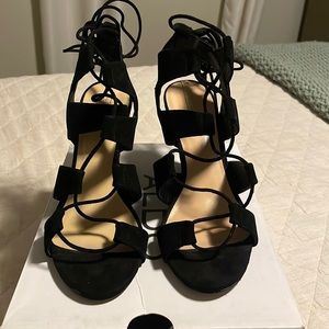 Rothbaum black tie up wedges